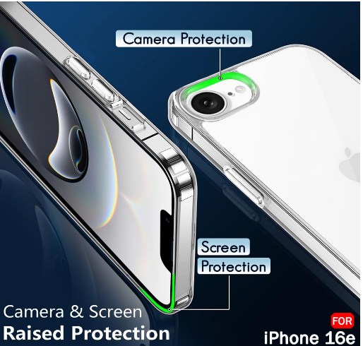 Crystal Clear Back Case Cover for iPhone 16e Soft Phone Case Transparent_img_3