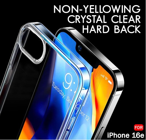 Crystal Clear Back Case Cover for iPhone 16e Soft Phone Case Transparent_img_2