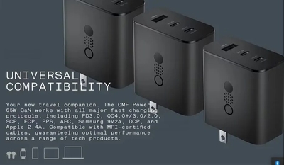 CMF by Nothing 65W Gan Type C 3 Port Wall Charger Adapter, USB C1 65 W, USB C2 45W, USB A 18W, Max Capacity 65 watt Adaptor_img_2