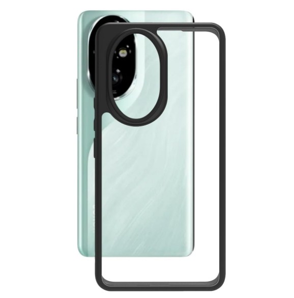 Honor 200 5G Hard Back Cover Q Series Case,Transparent Hard Back And Silicone Tpu Black Frame High Protection Compatible with Honor 200_img_1