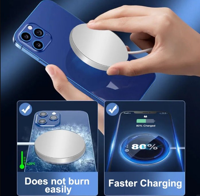 Apple Iphone 15W Wirless Charger Adapter MagSafe wireless charger Magnetic Wireless Charger Pad for series MagSafe Charger 15W Fast Wireless Charge With a Cable_img_2