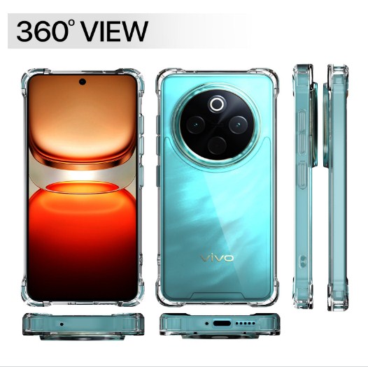 Vivo T4 5G / iQoo Z10 5G PC + TPU Clear Transparent Raised Edges Shockproof Protective Phone Bumper Case(Transparent)_img_0