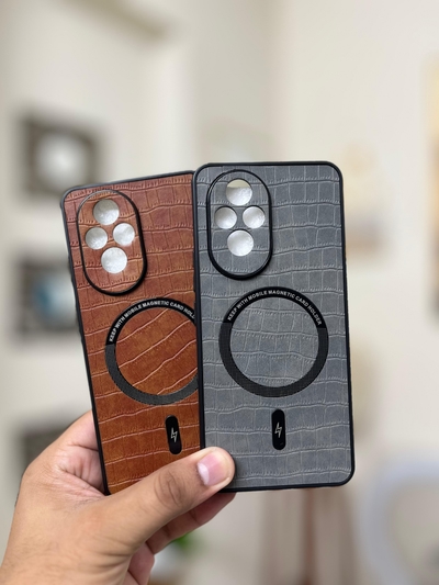 Honor 200 Back Cover Leather Finished With Magsafe Working Phone Case_img_2