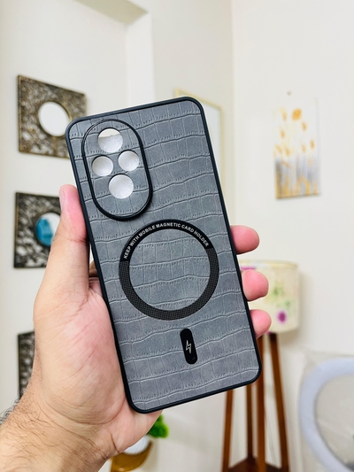 Honor 200 Back Cover Leather Finished With Magsafe Working Phone Case_img_1